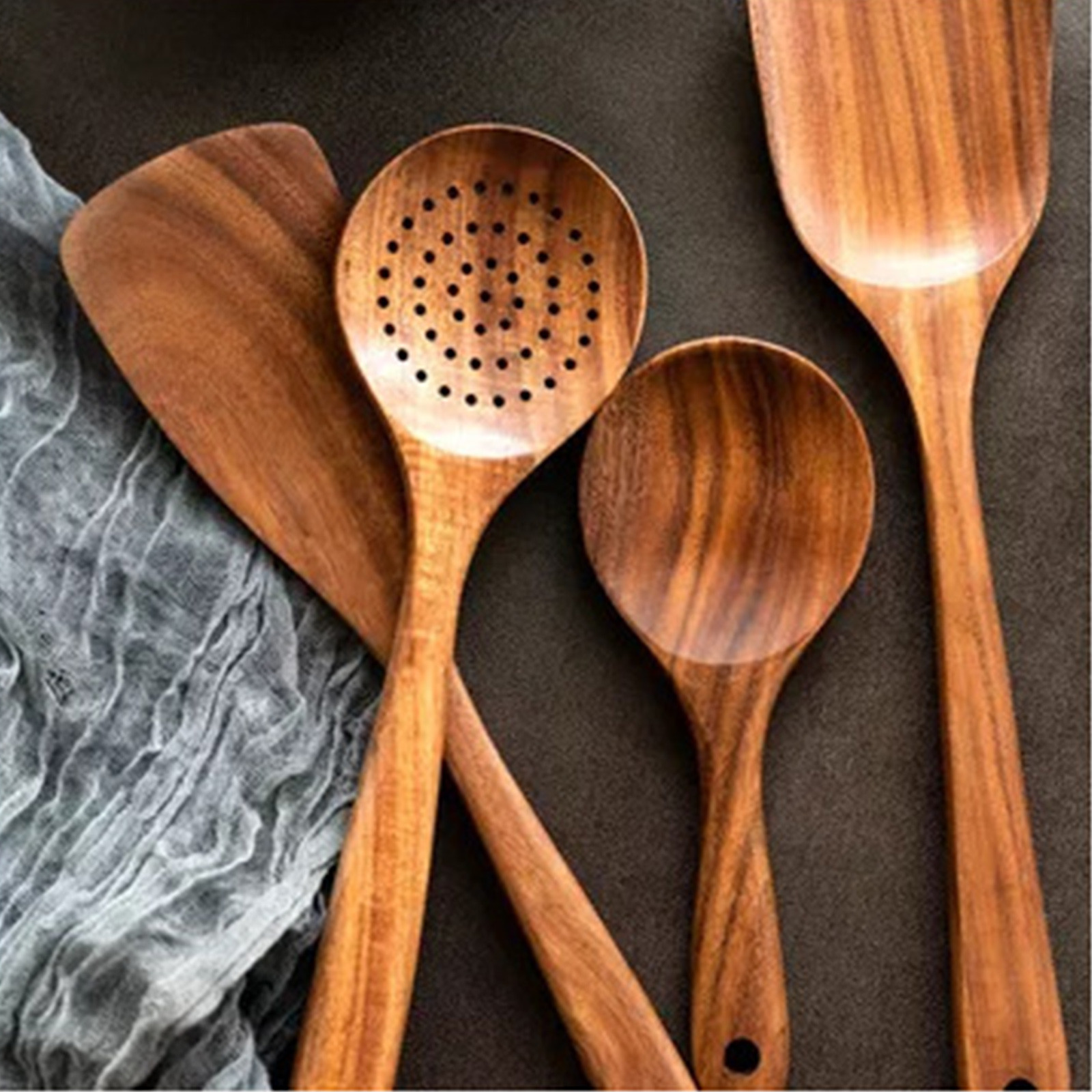 Wood Kitchenware Cooking Set Household Cooking Spoon Set Salad Spoon Fork Stirring Spoon Kitchen Baking Set