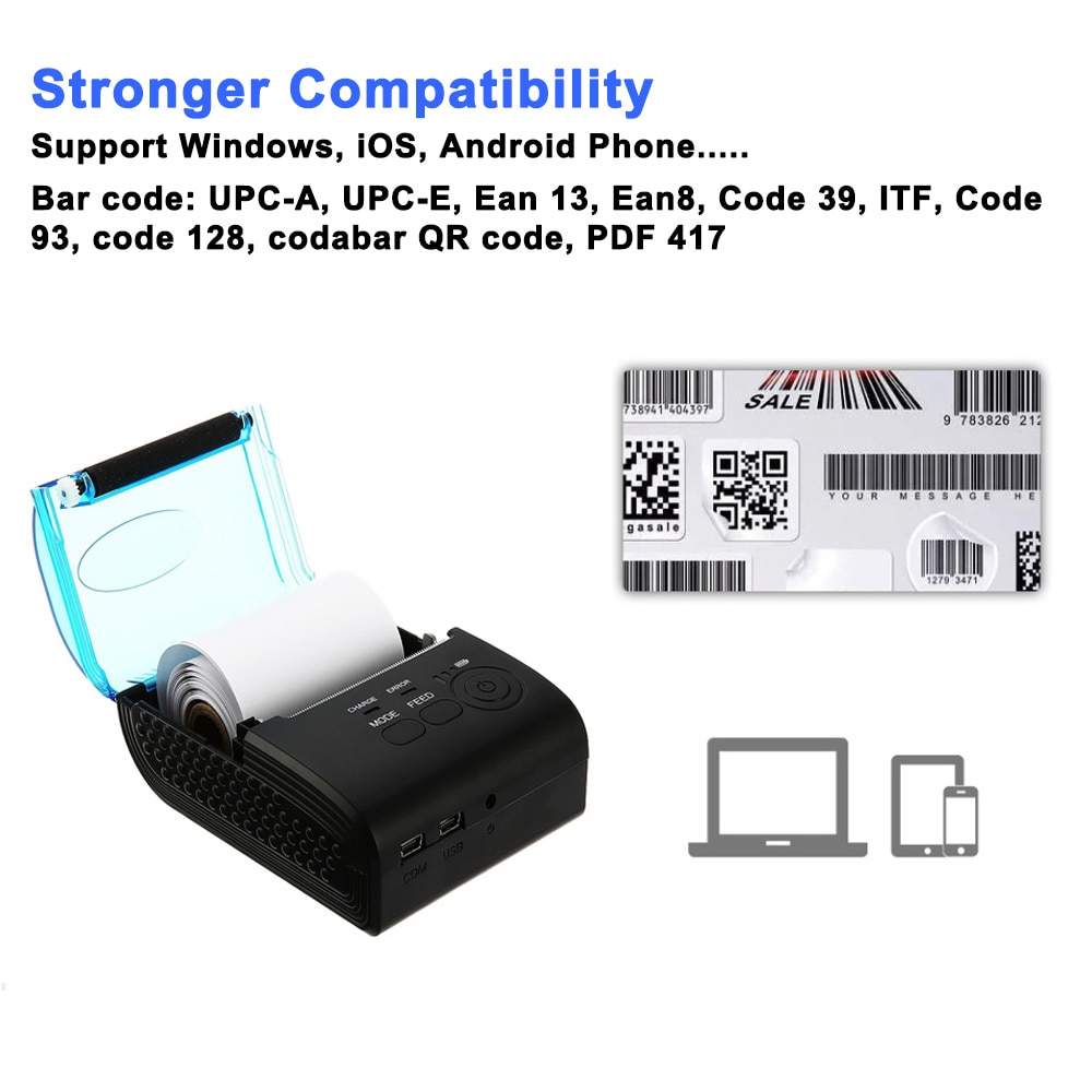 Trådløs bluetooth kvittering termisk printer bærbar personlig regning printer 2 tommer 58mm mini usb pos printer til restaurant