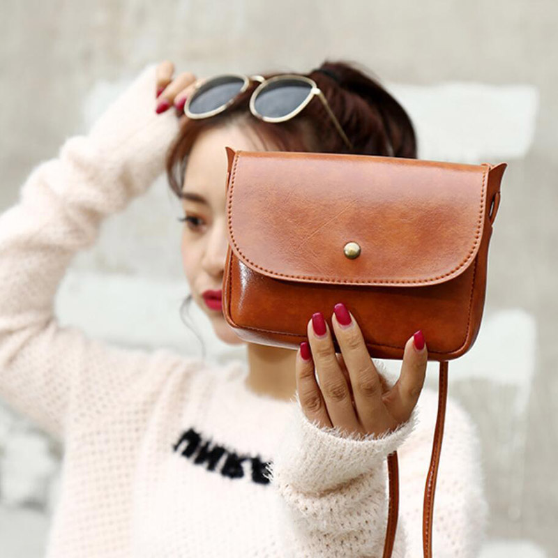 Eenvoudige Mini Mobiele Telefoon Crossbody Bag Solid Vrouwen tassen Super licht Vierkante Enkele Schoudertas Flappen PU Leer