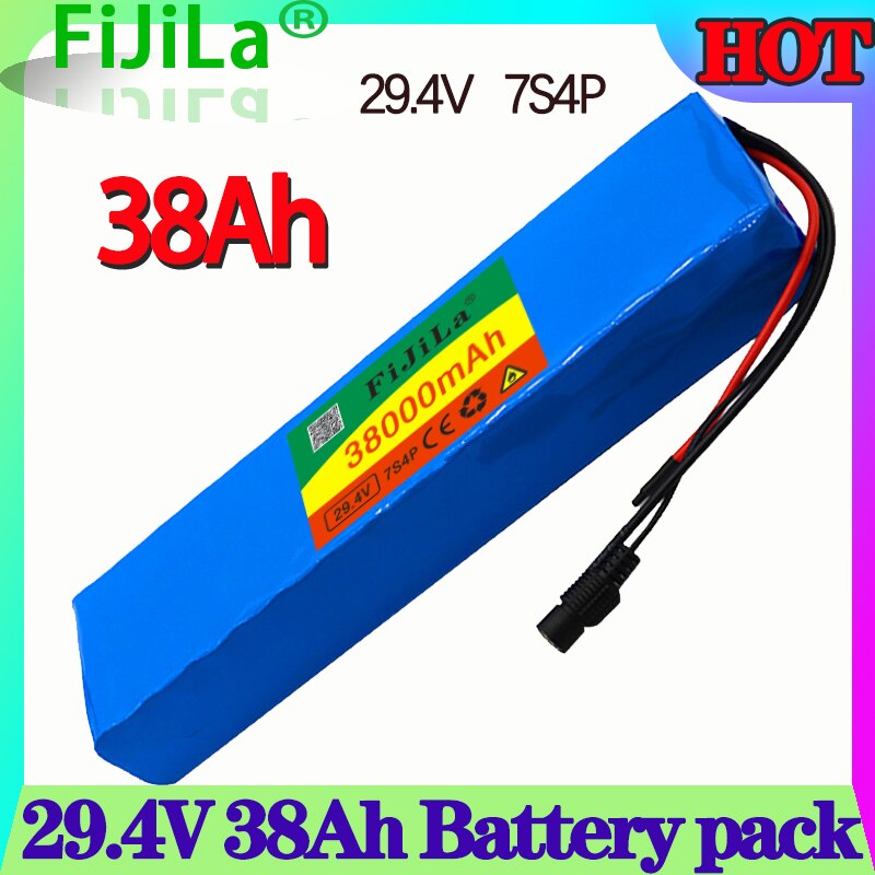 100% 7s4p 24 V 38000 MAH electric bicycle motor eBike scooter lithium ion battery pack 29.4V 18650 rechargeable battery