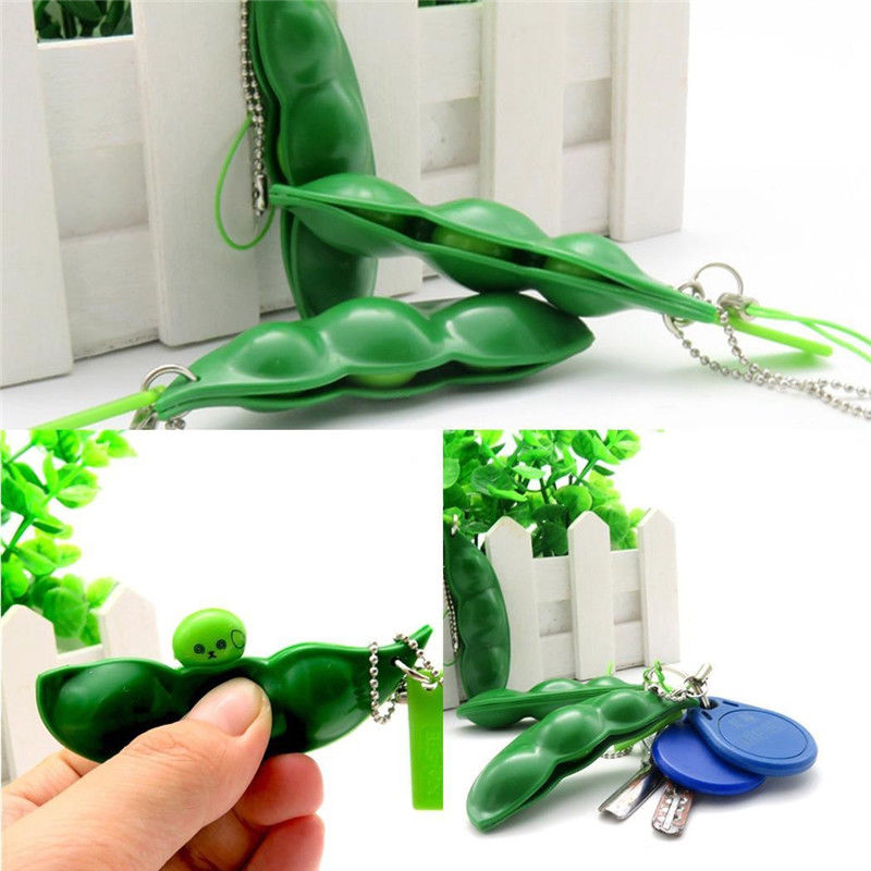 Neue Kreative Extrusion Pea Bean Sojabohne Edamame Stress Entlasten Spielzeug Keychain Nette Spaß Schlüssel Kette Ring Paty Tasche Charme schmuckstück