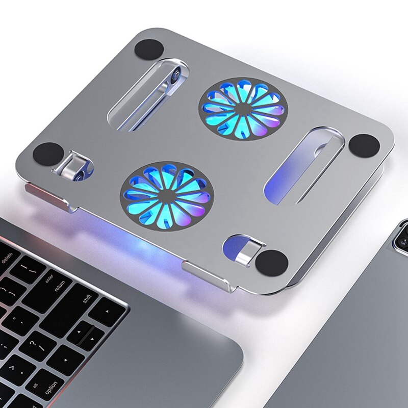Laptop-kühlpad-halterung mit usb-led-doppellüfter für laptops/tablets unter 17.3 zoll