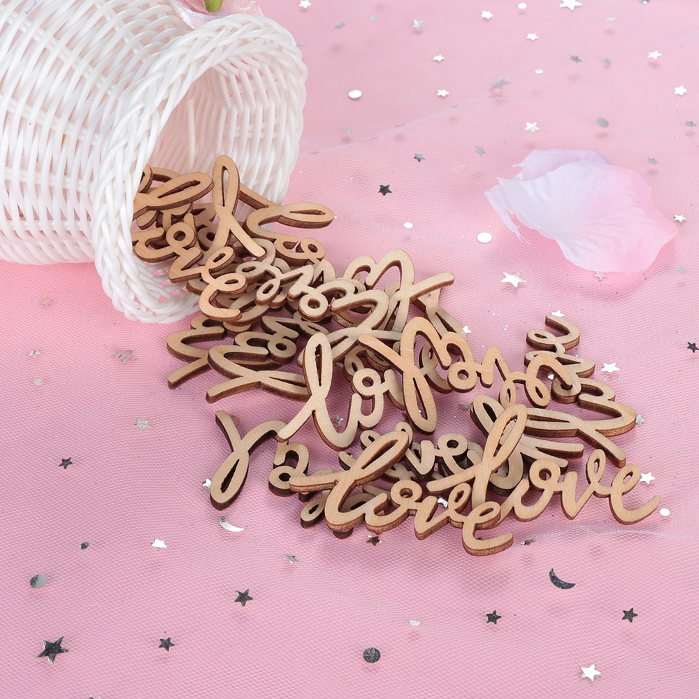 18Pcs 55mm Valentijnsdag Rustieke Houten Liefde Letters Shabby Chic Craft Scrapbook Confetti Wedding Anniversary Tafel Decoratie