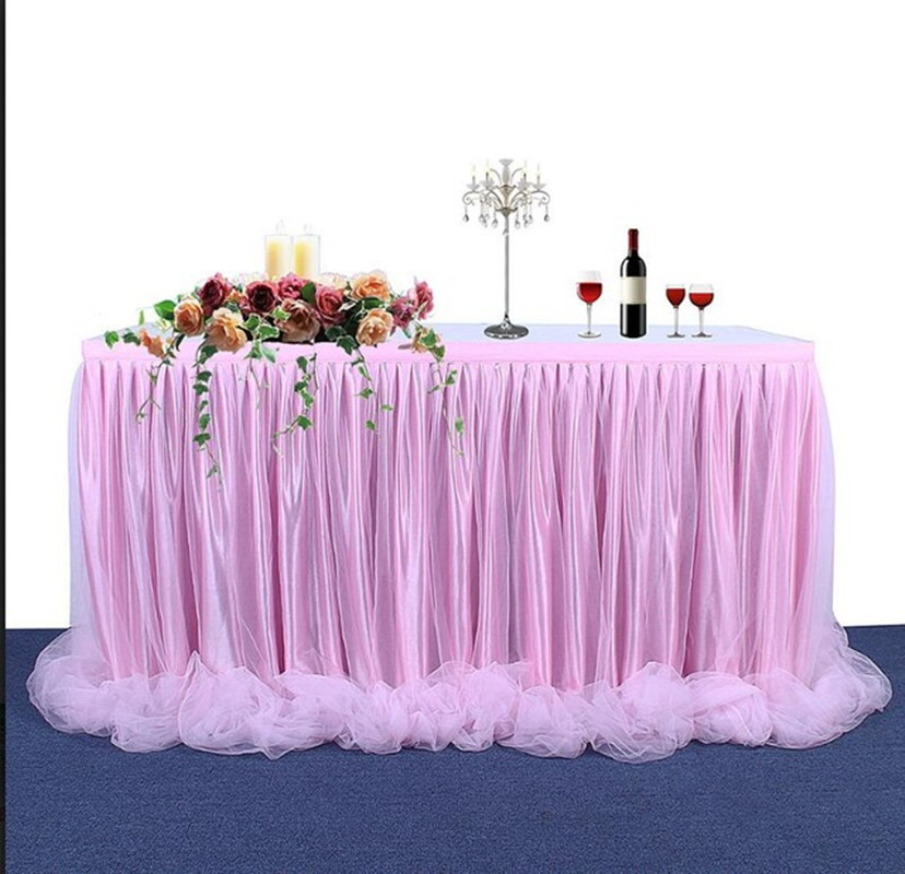 Olietæt stort tyl bord nederdel dækning fødselsdag bryllup festlig fest indretning bord nederdel: A4