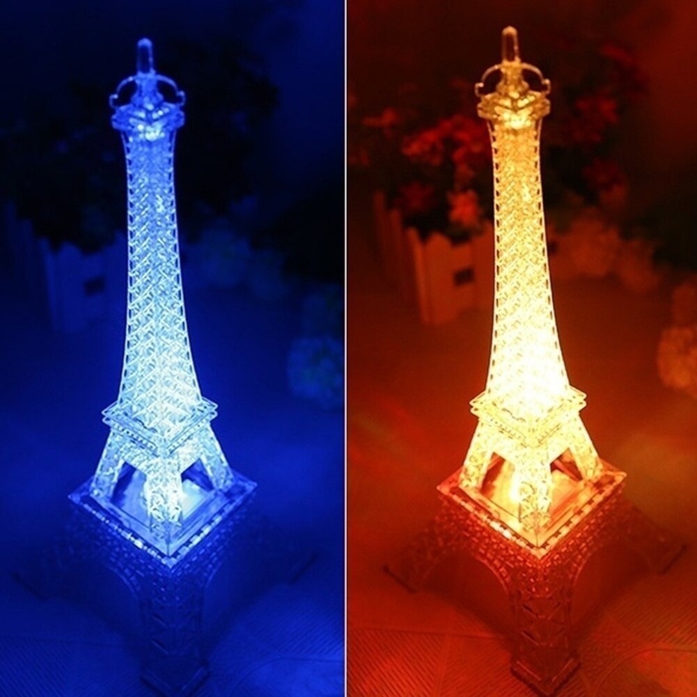 LED Light Up Lamp Eiffel Tower Centerpiece Cake Topper Decoration Valentine's Day