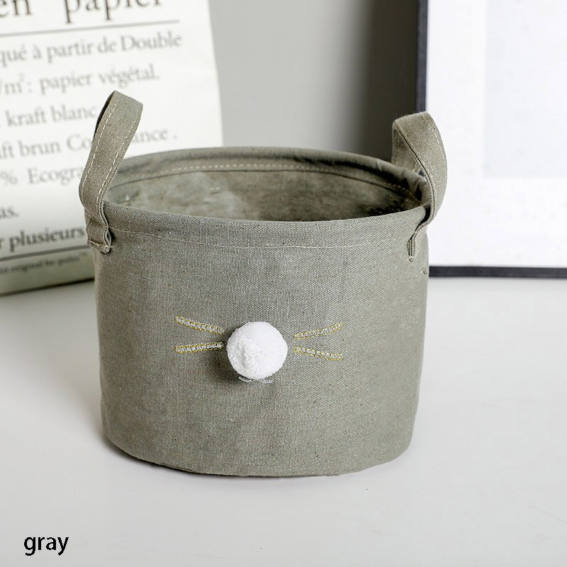 1pc skrivebord diverse lagerkurv med håndtag dejlig bomulds hamp kosmetisk makeup arrangør spand 4 farver valg 20*15cm: Grå