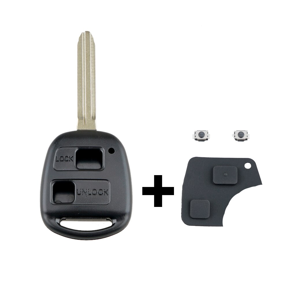 Coque de clé télécommande de voiture 2 boutons, avec lame TOY43 + 2 Micro interrupteurs adaptés à Toyota-Yaris Prado Tarago Camry Corolla