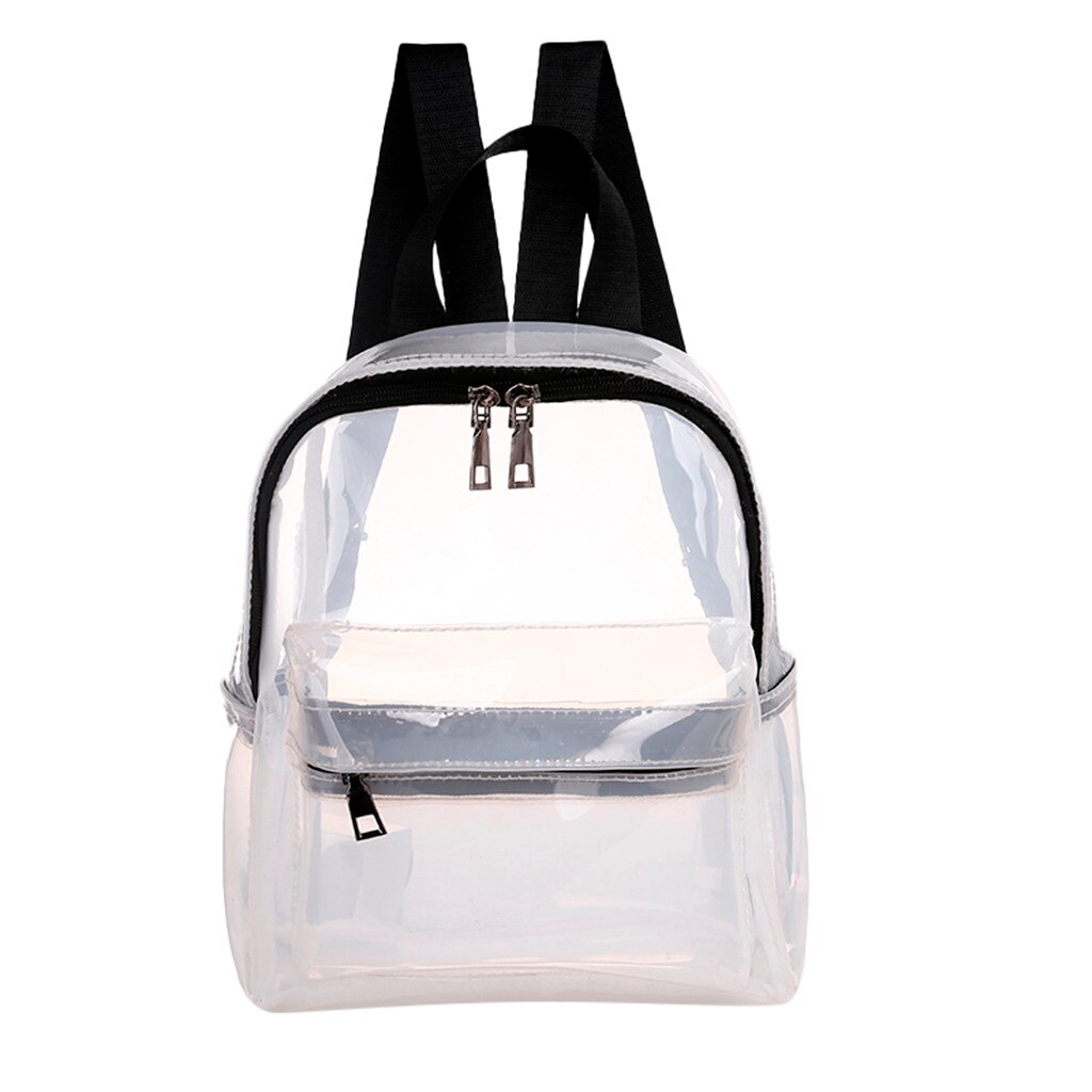 Vrouwen Transparant Clear Pvc Satchel Rugzakken Mode Dames Tieners Preppy Schooltassen Tienermeisjes Clear Schoudertassen: WHITE