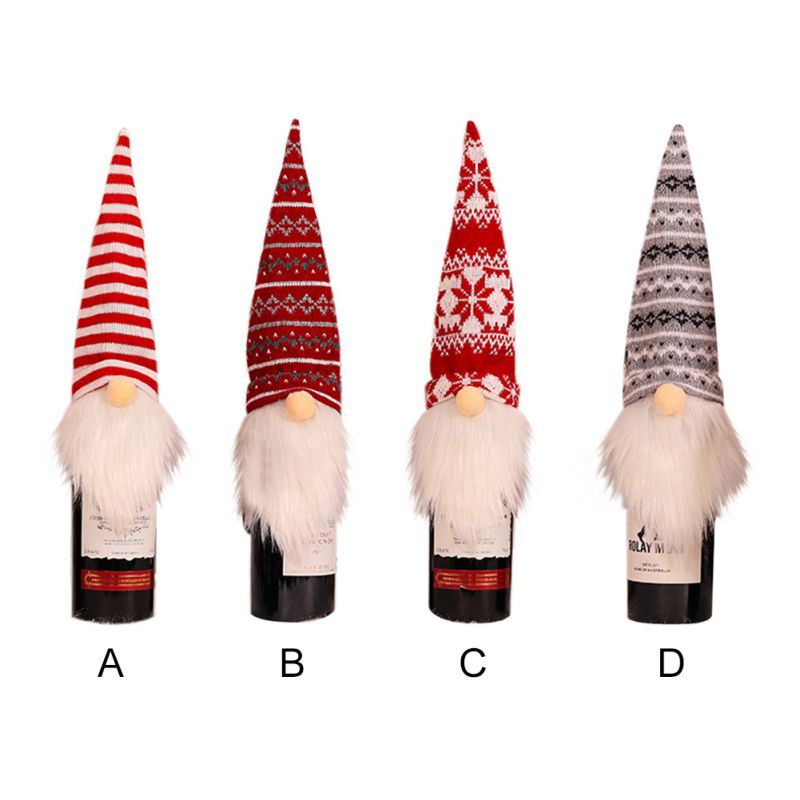 Kerst Faceless Ouderen Pop Wijn Fles Set Decor Forest Man Rode Wijn Zak Creatieve Champagne Set Zwart En Wit