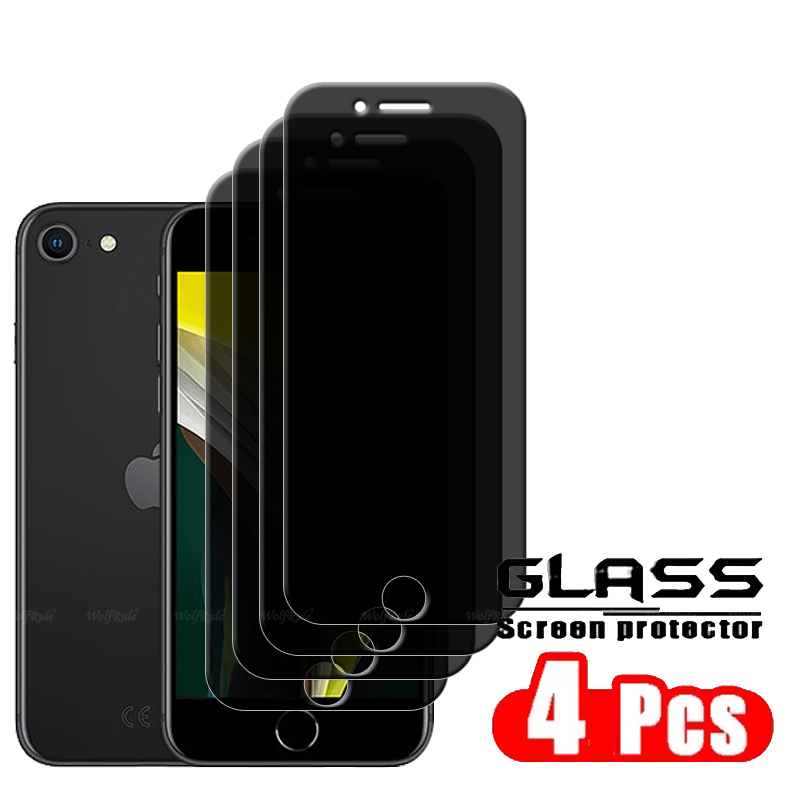 4Pcs For iPhone SE Glass iPhone SE Tempered Glass Phone Protective 9H Privacy Anti-Spy Screen Protector iPhone SE: Khaki