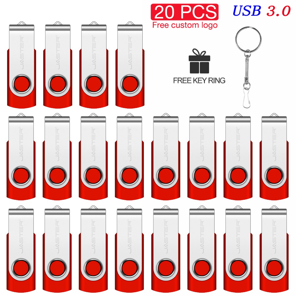 USB3.0 20 PCS Lot USB 3.0 Flash Drive 128GB Free Custom Logo Memory Stick 64GB Key Chain Pen Drive 32GB Colorful Pendrive U Disk: Red / 32 GB
