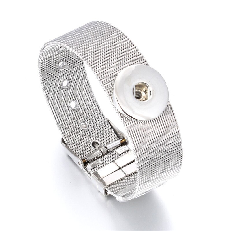 Real Stainless Steel Bracelets 18mm Snap Bracelet For Women Men's Watch Cuff Bangle Button Bracelet ZE277: 5