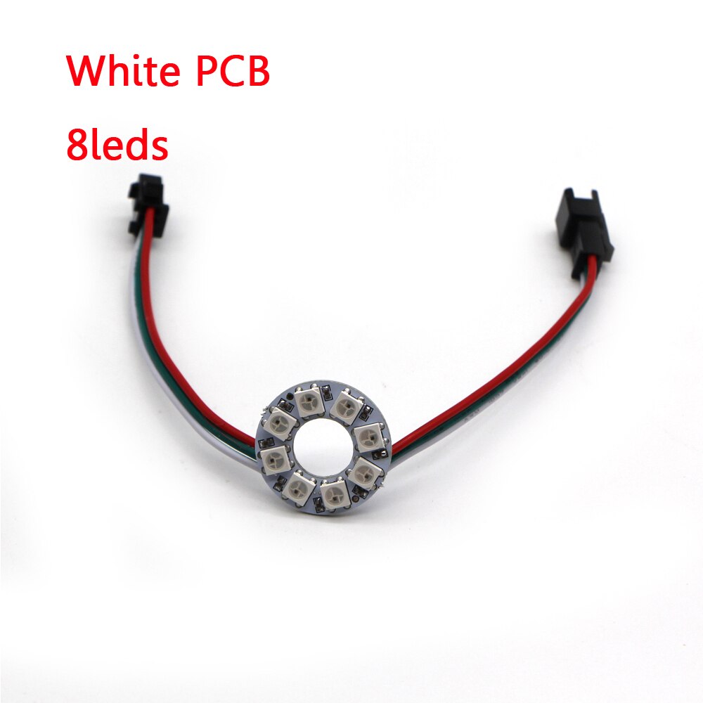 WS2812B ic Built-in RGB pixel Ring 8/16/24/35/45 Bits leds Module Individually Addressable 5050 RGB Full Color Round LED Circle: White PCB 8leds