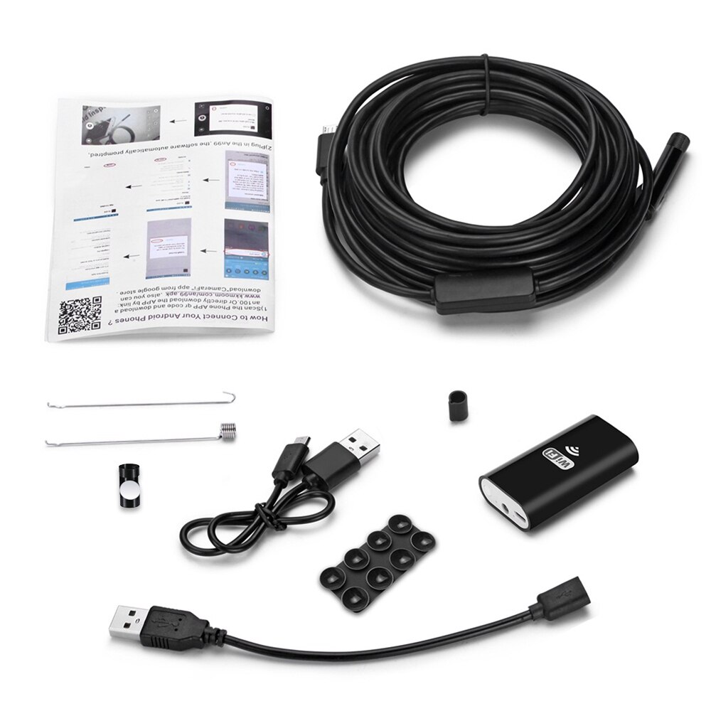 8mm Lens 720P WiFi Endoscope Camera Mini Soft Wire Wireless Waterproof Inspection Camera Borescope for Android IOS Windows