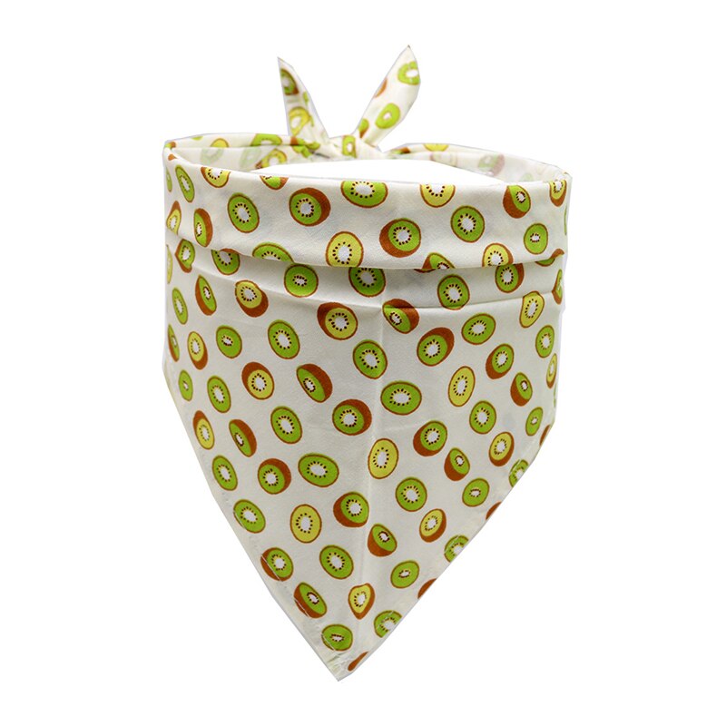 1Pc Bibs Cloth Pet Bandanas Dog Cat Neckerchief Cartoon Fruit Duckling Adjustable Cotton Saliva Triangle Scarf Summer: Kiwi / S