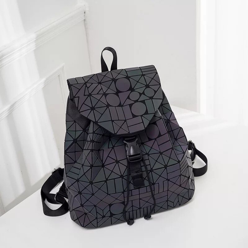 Geometric Luminous Women's Bag Holographic Reflective Flashing Color Backpack