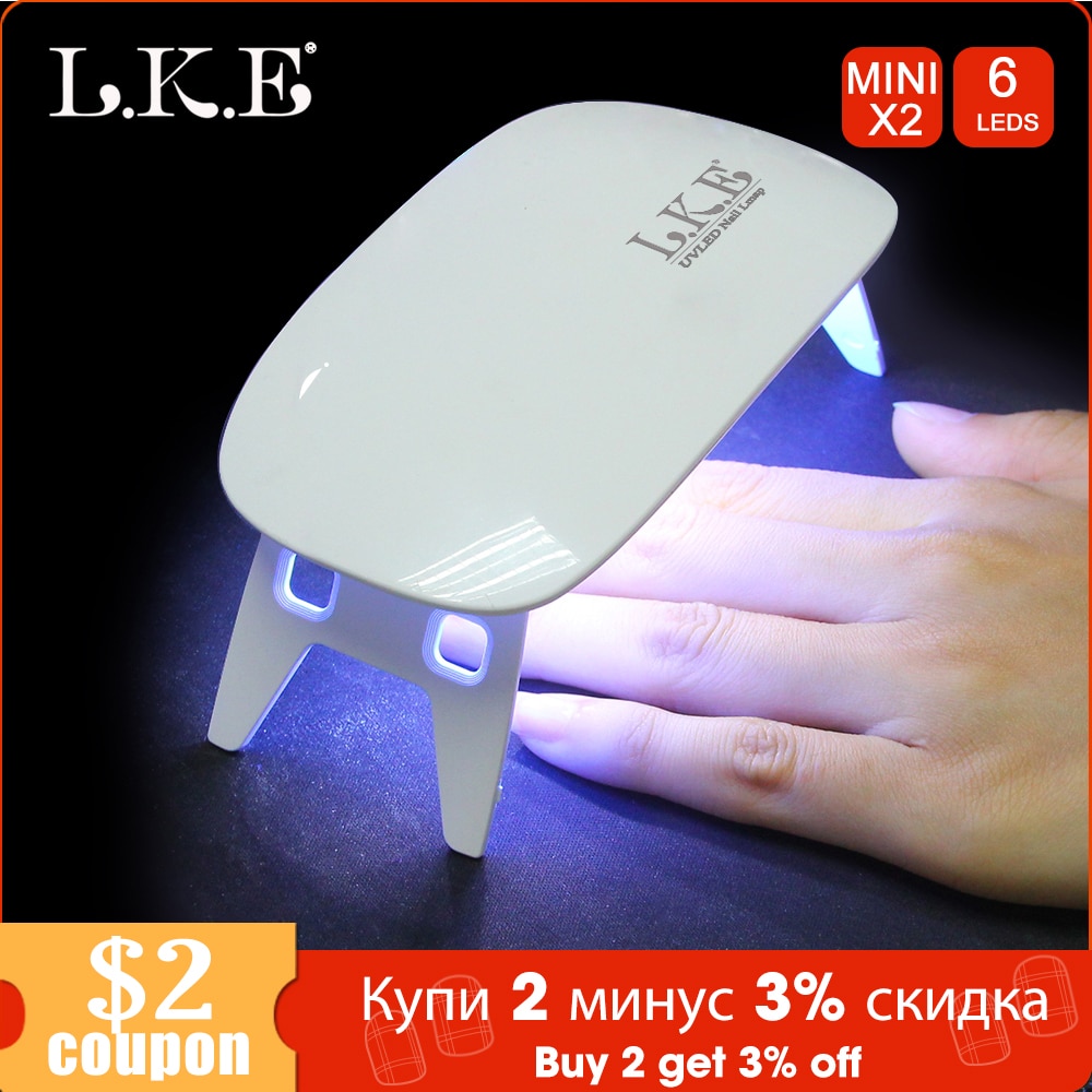 LKE 6W mini LED Nail UV Lamp Gel Nagellak Droger LED Drogen Vingernagel & Teennagel Gel Nail art Droger Manicure 2 instelling – Grandado