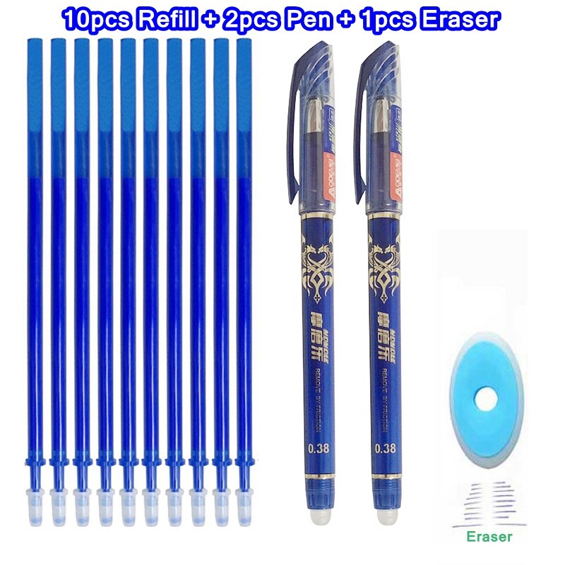 Erasable Pen Set 0.5mm Blue Black Color Ink Writing Gel Pens Washable handle for School Office Stationery Supplies: 13Pcs blue-H