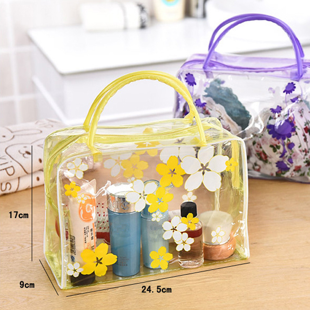 Vrouw Zakken Transparant PVC Bloem Waterproof Make-Up Toilettas Travel Wash Cosmetische Pouch kosmetik tas neceser mujer peque o