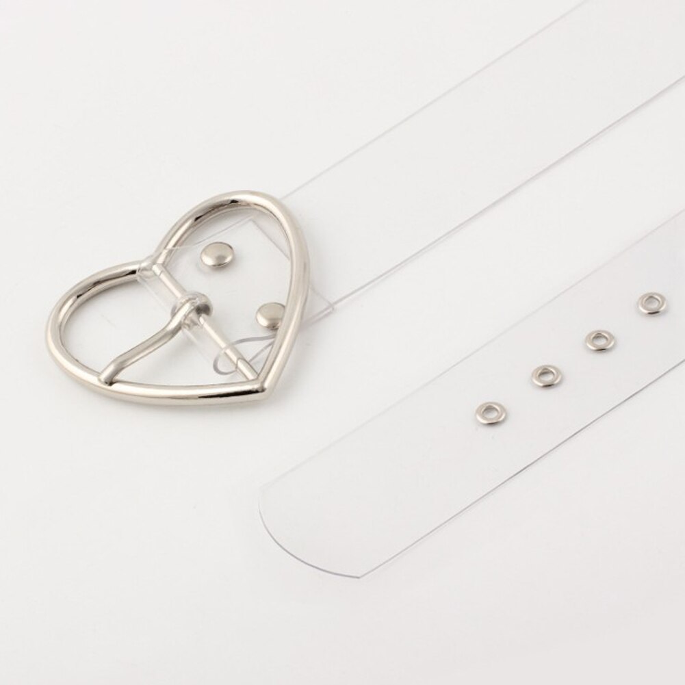 Clear Heart Belt Women Simple Plastic PVC Transparent Dress Belts For Jeans Metal Pin Buckle Trouser Waistband: 6