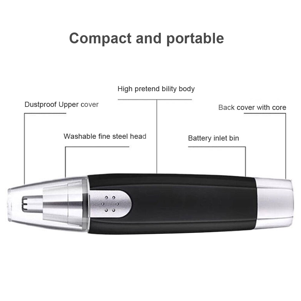 YD-101 Nose Hair Trimmer Painless Ear Facial Hair Removal Water Resistant Hygienic Clipper Mirror for Nose Ear Eyebrow