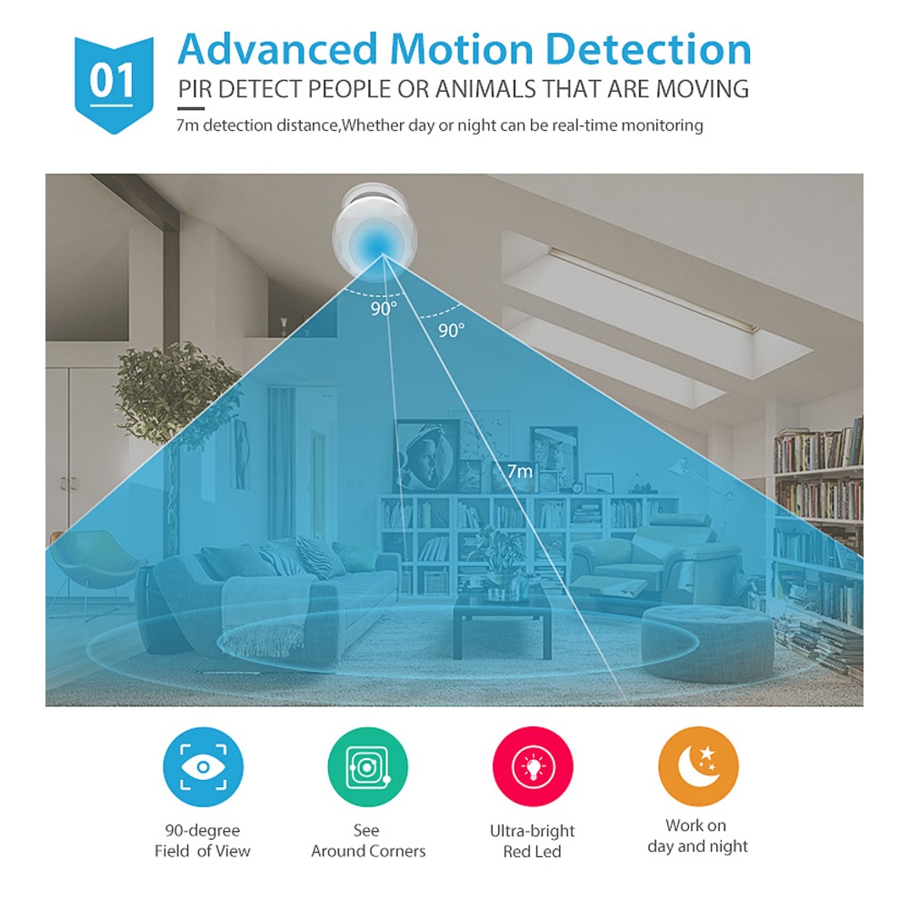 NEO COOLCAM Smart Home Z-wave Plus PIR Motion Sensor Detector Temperature Sensor Lux Z wave Alarm System Motion Sensor