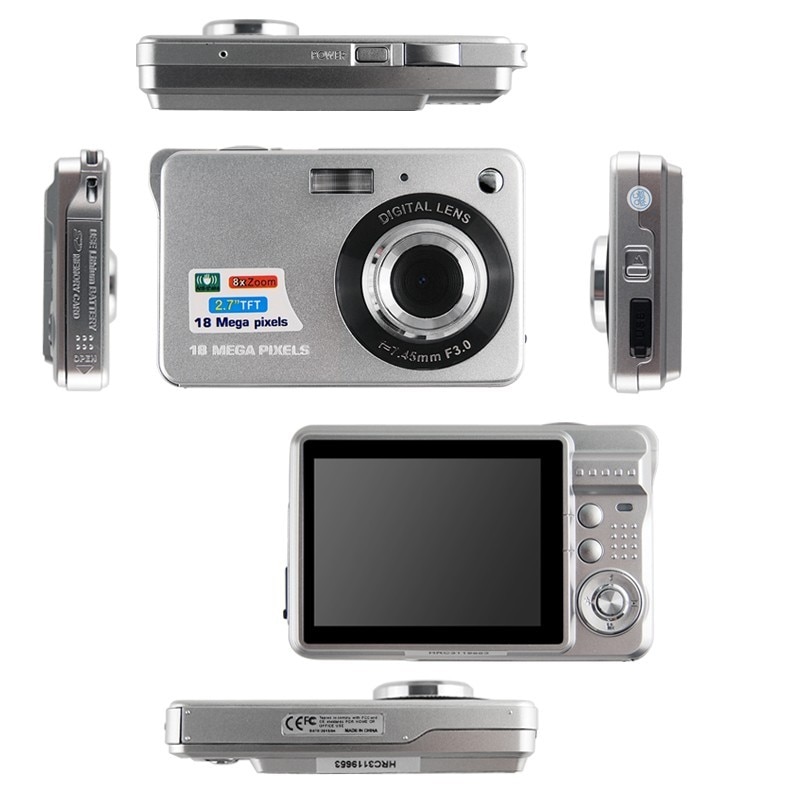 ! 1280*720 HD Mini Digitalkamera 18MP 2,7 "TFT 8x Zoomen Lächeln Anti-Shake-Video Camcorder