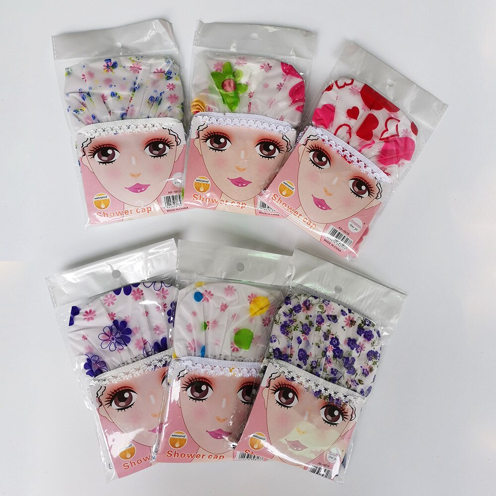 Gorros de ducha impermeables de lunares reutilizables, cubierta elástica de EVA para el cabello, para salón de belleza, Color aleatorio, 10 Uds.