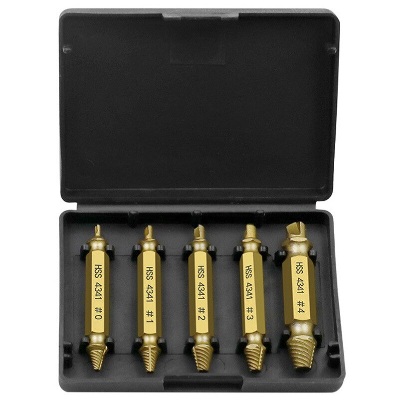 4/5/6 PCS Damaged Screw Extractor Drill Bit Set Stripped Broken Screw Bolt Remover Extractor Easily Take Out Demolition Tools: 5PC Gold