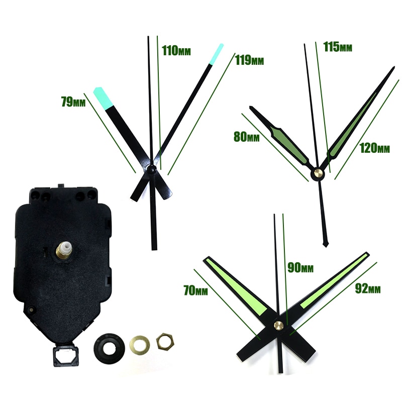 Diy Quartz Slingeruurwerk Beweging Met Lichtgevende Fluorescerende Handen Wandklok Mechanisme Vervangen Reparatie Onderdelen Kit