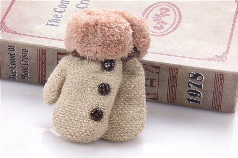 Gants luvas E Mittens Para O Bebê Enfant Mitaine Menino Menina Folha Manter Inverno Quente Luva Bebê: ivory