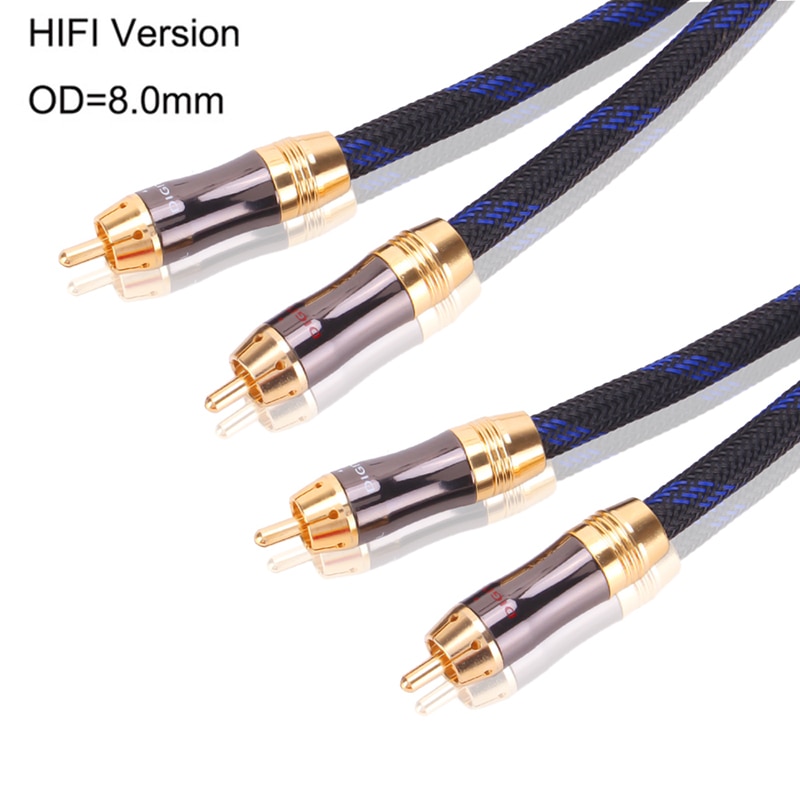 Hifi 1 M, 1.5 M, 2 M, 3 M, 5 M Hifi 2 Phono Rca Naar Twin Phono Kabel Stereo Audio Kabel 2 Rca Male Naar 2 Rca Male audio Stereo Kabel