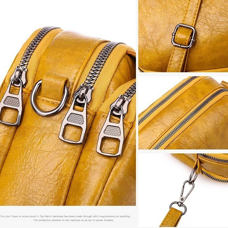 Luxury women's bag high soft PU leather ladies shoulder messenger bag multi-layer double zipper bag