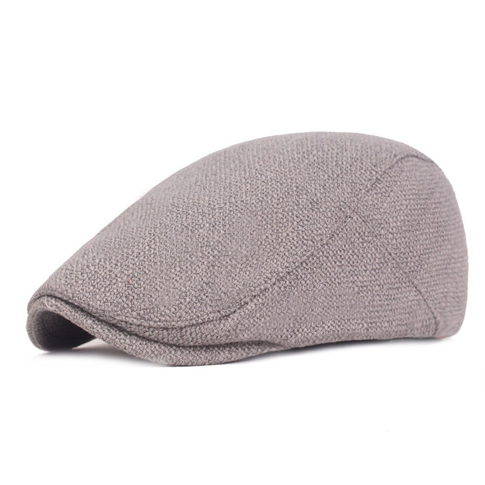 Hommes coton lin béret chapeaux pour femmes Vintage décontracté unisexe solide béret casquettes visière extérieur voyage casquette plate: gray
