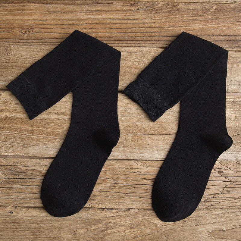 Koreaanse hoge kuitsokken dames effen kleur lange kniekousen japanse herfst winter warme kousen zachte ademende katoenen sokken: Zwart