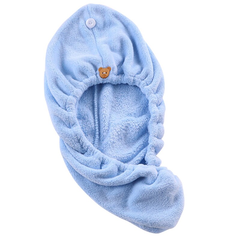 Sèche cheveux serviette bouchon Super absorbant microfibre doux séchage rapide Turban bain douche tête serviette KSI999: blue