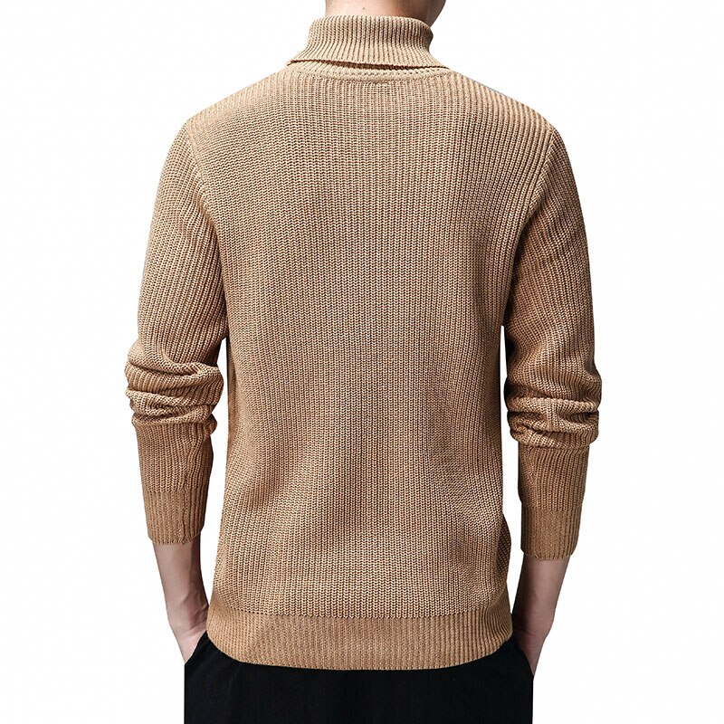 Turtleneck tröja herr casual bomullströja herr höst slim fit långärmade herrtröjor stickade pull homme oversize kläder