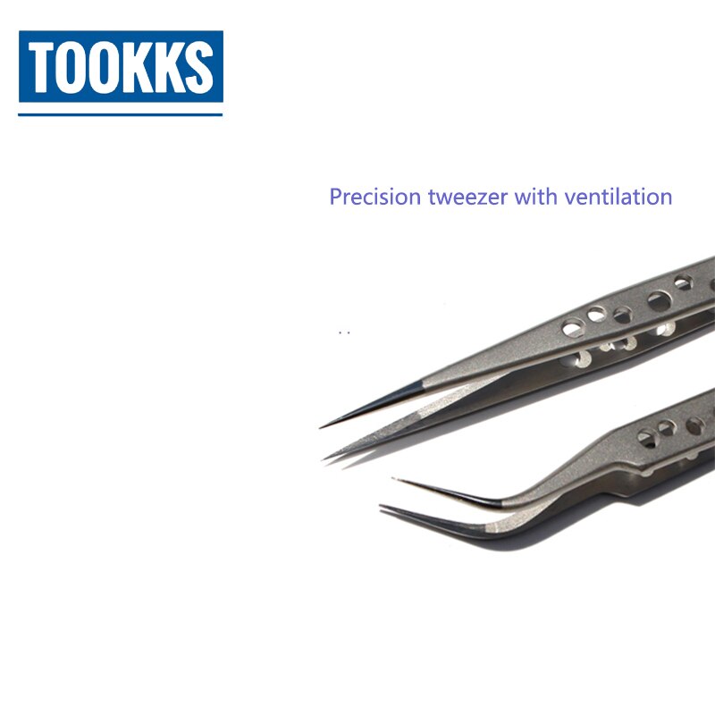 Precisie bga reballing pincet voor mobiele telefoonreparatie roestvrijstalen rechte pincet met koelgat