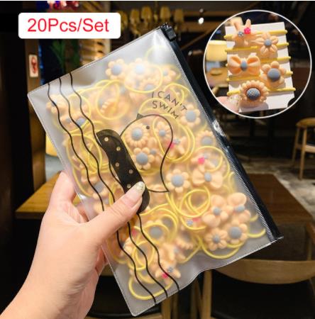 20/40Pcs Meisjes Haaraccessoires Geschenkdoos Elastische Haarbanden Bloem Clip Bows Hoofdband Haarband Leuke haarbanden Voor Kinderen: E