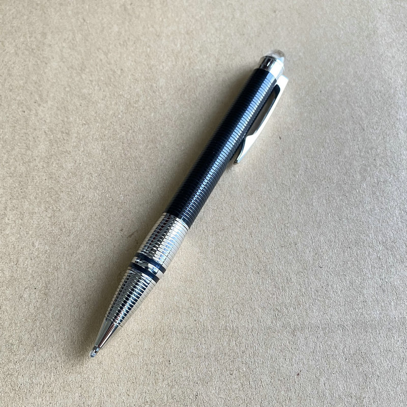 Caneta esferográfica minimalista de metal SW MB Geometria de platina - Rollerball com aderência de borracha Presente de escrita de escritório premium: Vermelho