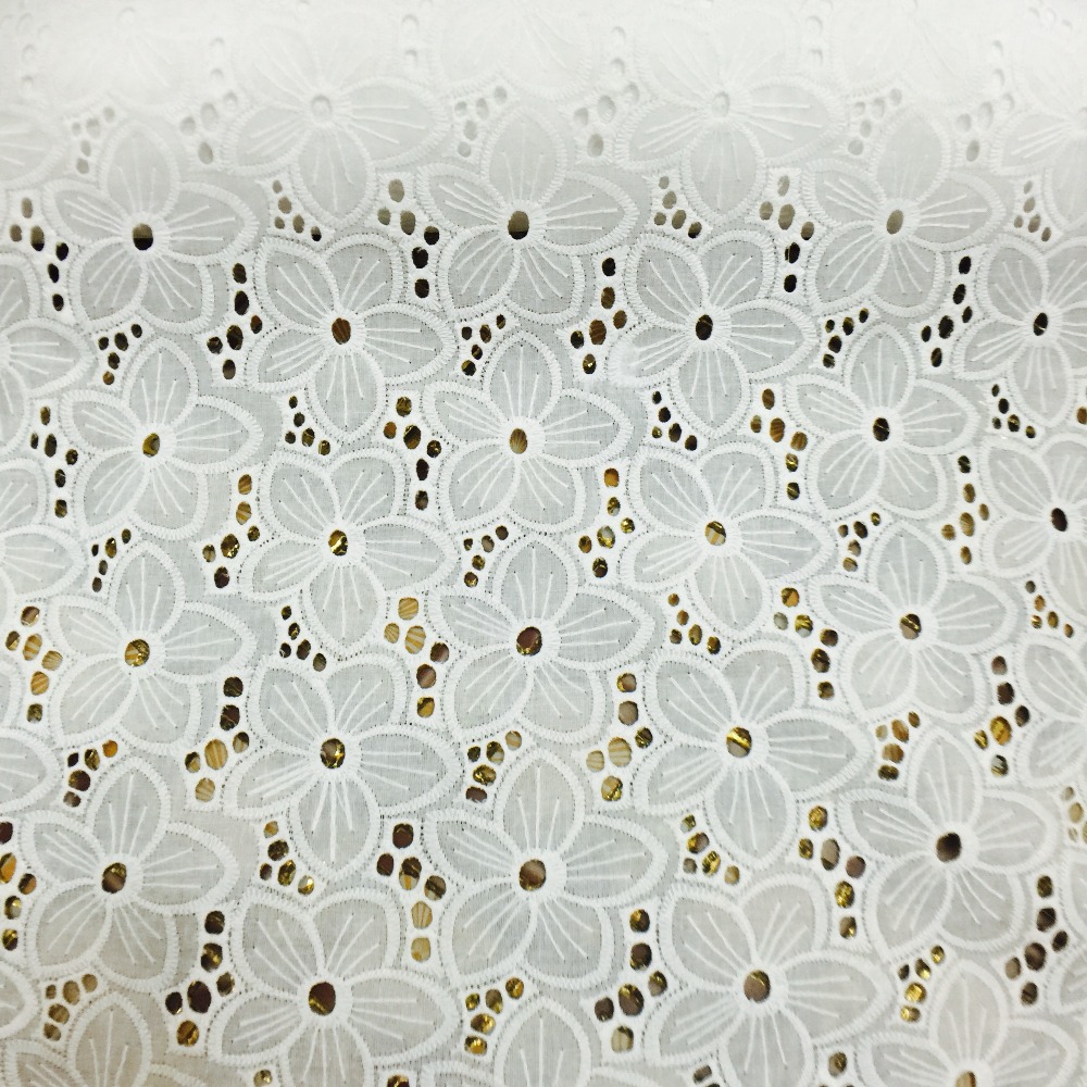 (1 yard )100%  katoenen witte sakura stof voor damesjurk bruidskant