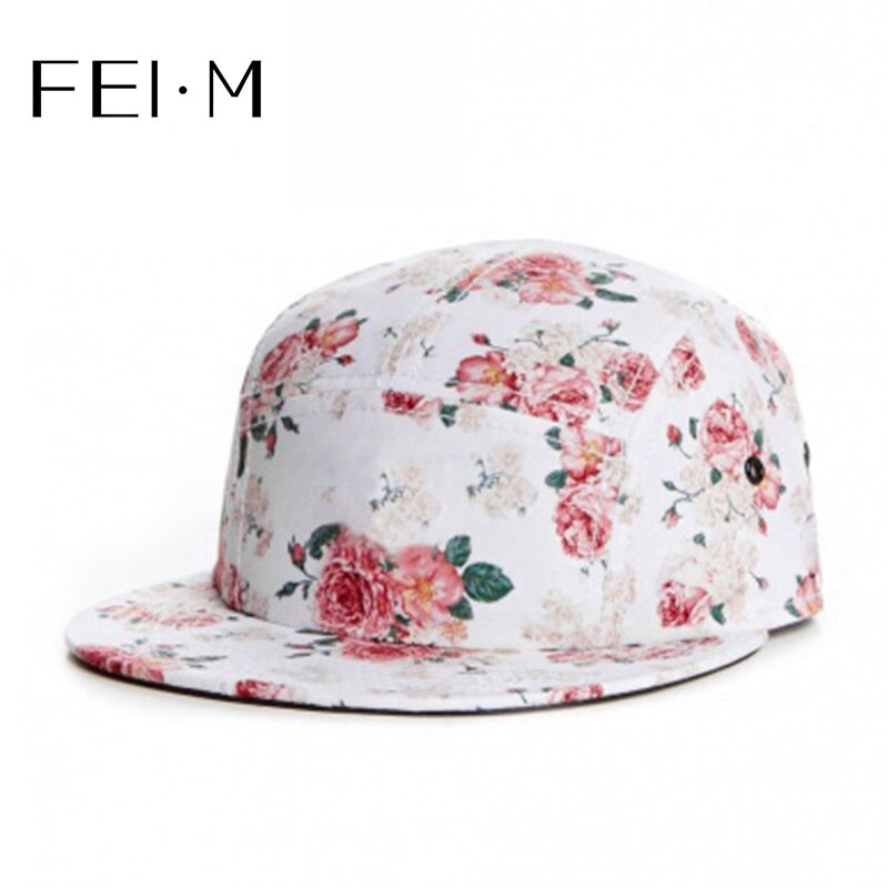 Fei m paris 5- panel kasket pige lyserøde blomster blomster snapback kasket til mænd kvinder voksen hat sol baseball kasket forår udendørs