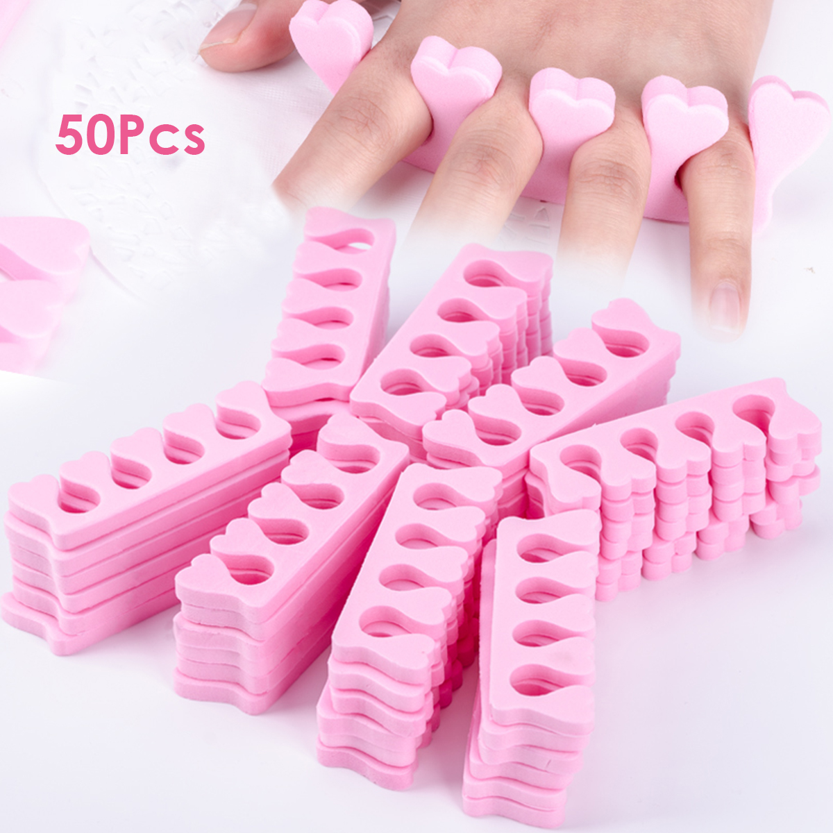 Separador de algodón para dedos de las manos, esponja de espuma suave de 50 piezas, divisor de algodón para uñas, herramientas de manicura y pedicura