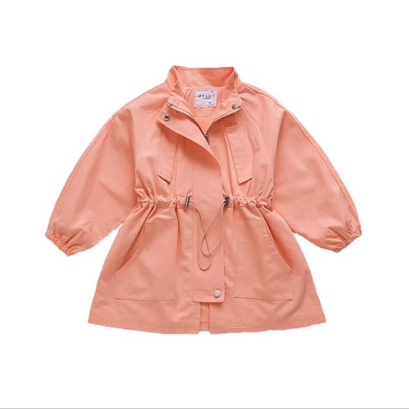 DFXD Spring Girls Jackets Zipper Cardigan Kids Outerwear Full Sleeve Solid Windbreaker Children Clothing Girls Trench Coat