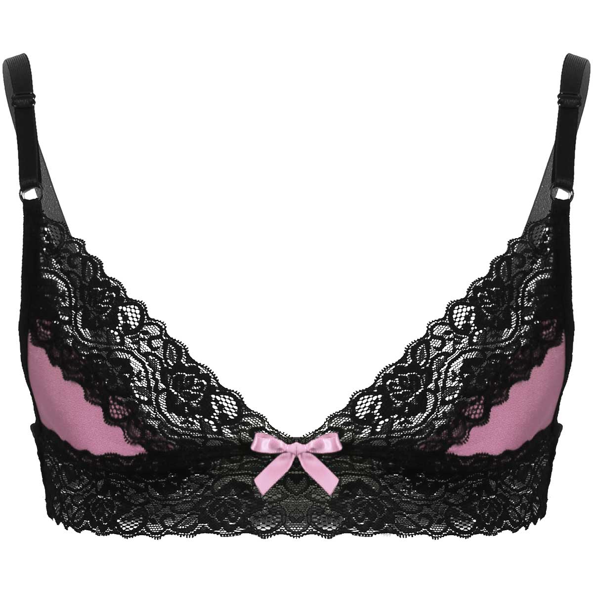 Sexy Mannelijke Mannen Exotische Beha Sissy Gay Ondergoed Gladde Stof Kant Draad-Gratis Beha Top Verstelbare Schouderbanden Sissy gay Mannelijke Beha: Pink / XL