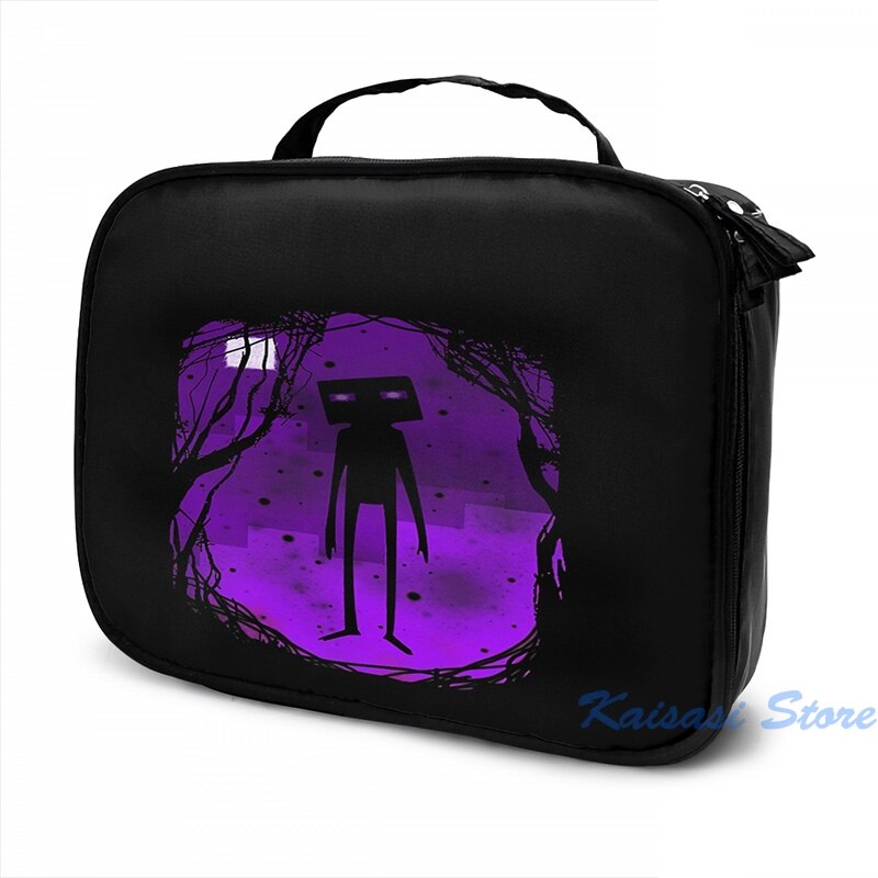 Morsom grafisk trykk enderman usb charge ryggsekk menn skolesekker kvinner bag reise laptop bag: Sminkeveske