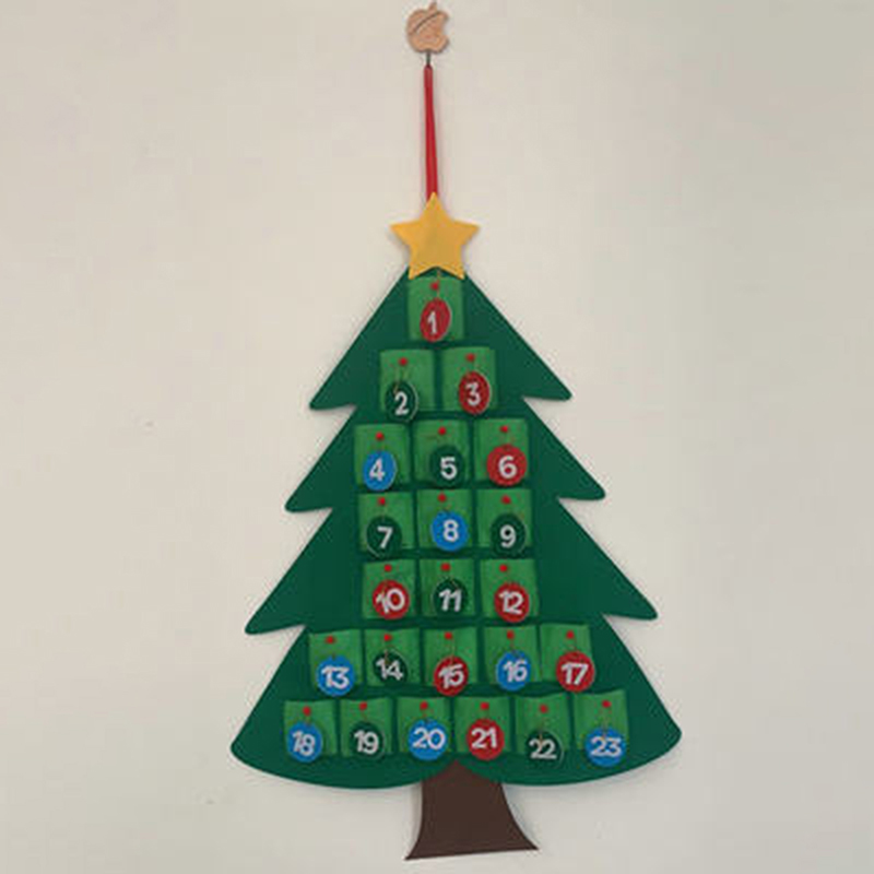 DIY Felt Christmas Tree Advent Calendar Set With Ornaments For Kids Xmas Year Door Wall Hanging Calendars Decor