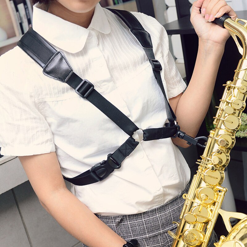 MoonEmbassy PU Schouders Alto Sax Bandjes Harness Verstelbare Saxofoon Riem Accessoires