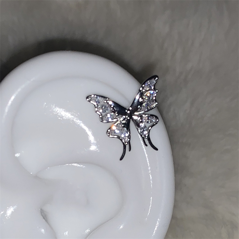 1 stücke glänzend Kreuz Blau Zirkon 316L Edelstahl Ohr Knochen Nagel Y2K Silber Farbe Ohrring für Frauen Cochlea zubehör
