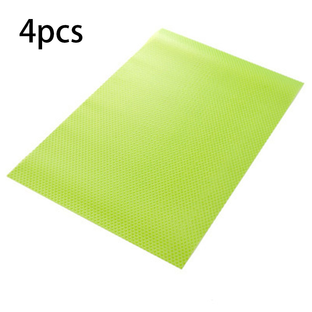 4pcs/ Multipurpose Mat Set Food Grade Refrigerator Pad Antibacterial Antifouling Mildew Moistureproof Waterproof Pad Kitchen: 4pcs green